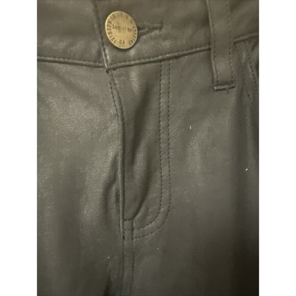 Current Elliott The Boyfriend Jet Black Goat Feather Leather Pants Women Size 28 - Picture 7 of 16